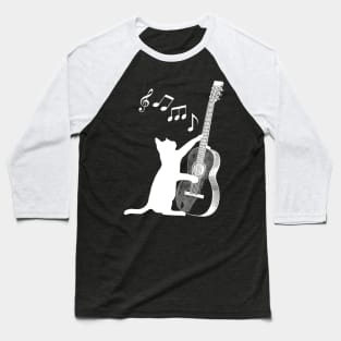 Black and white cat playing guitar. Baseball T-Shirt